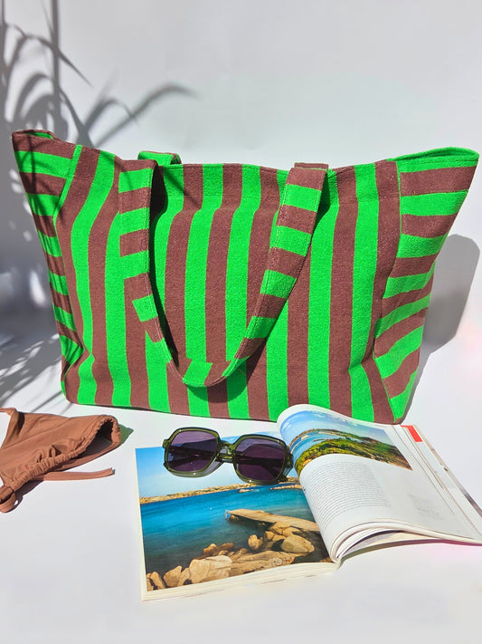 Sac de plage vert & marron