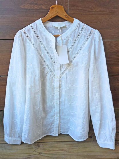 Blouse blanche avec broderies Taille M/L Défectueuse