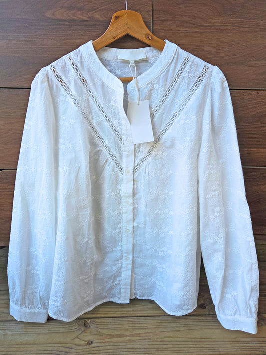 Blouse blanche avec broderies Taille M/L Défectueuse