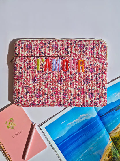 Housse pour ordinateur L’AMOUR – Fleurie rose