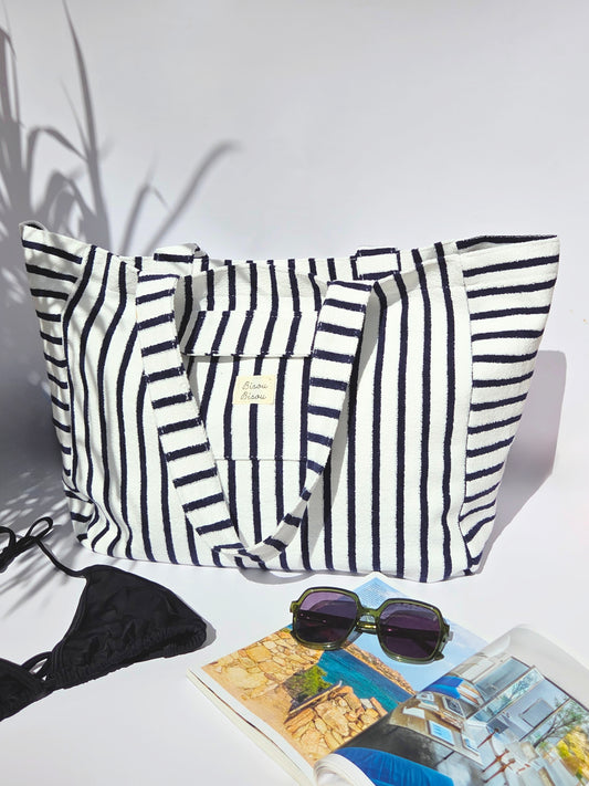 Sac de plage marine & blanc