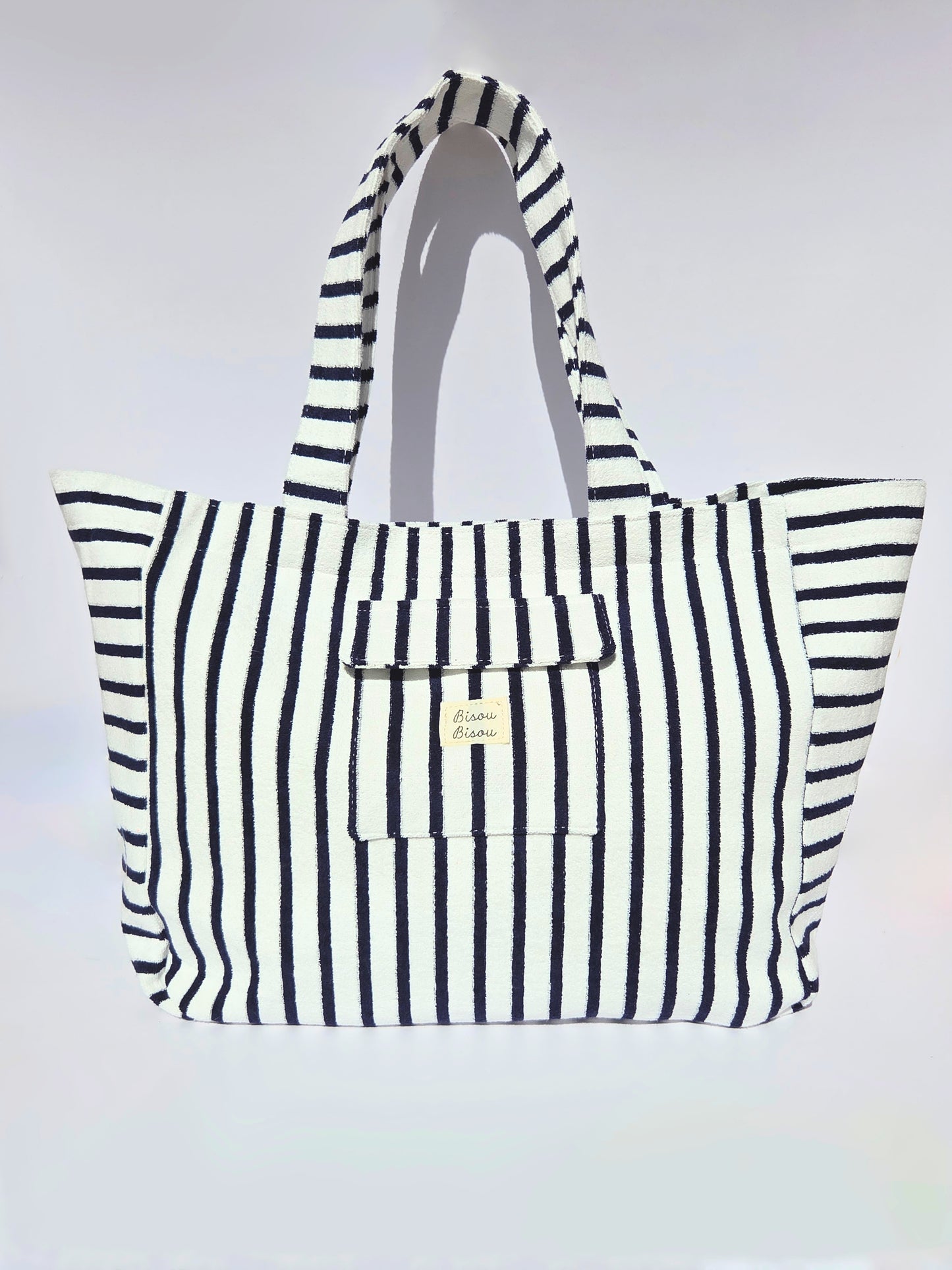 Sac de plage marine & blanc