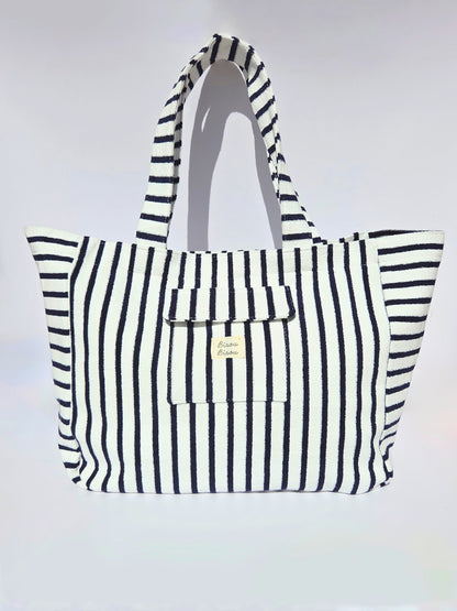 Sac de plage marine & blanc