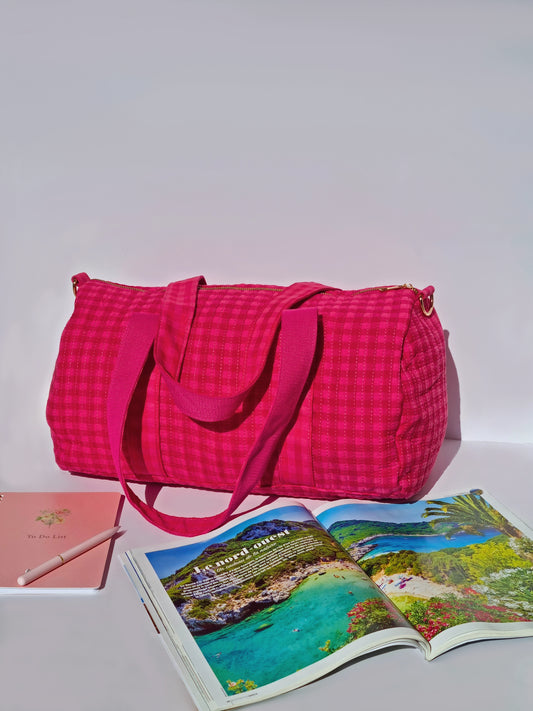 Sac de sport matelassé L’AMOUR – Rose & Rouge
