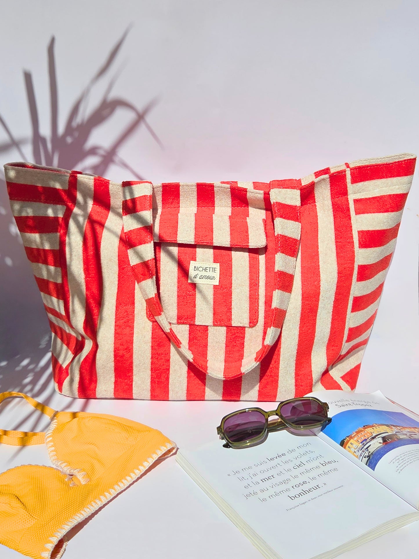 Sac de plage orange & blanc