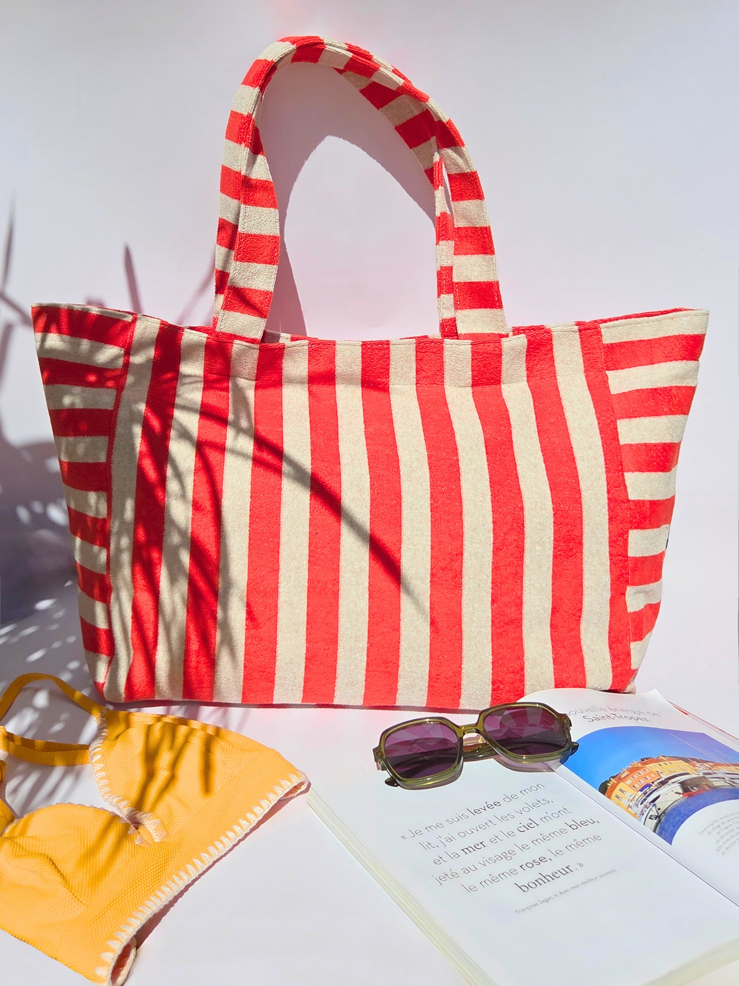 Sac de plage orange & blanc