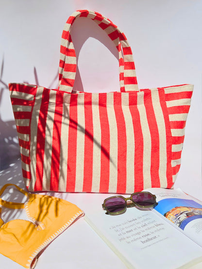 Sac de plage orange & blanc