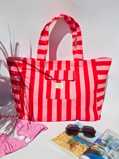 Sac de plage rose & rouge