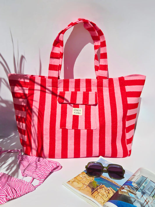 Sac de plage rose & rouge