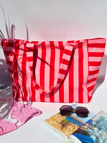 Sac de plage rose & rouge