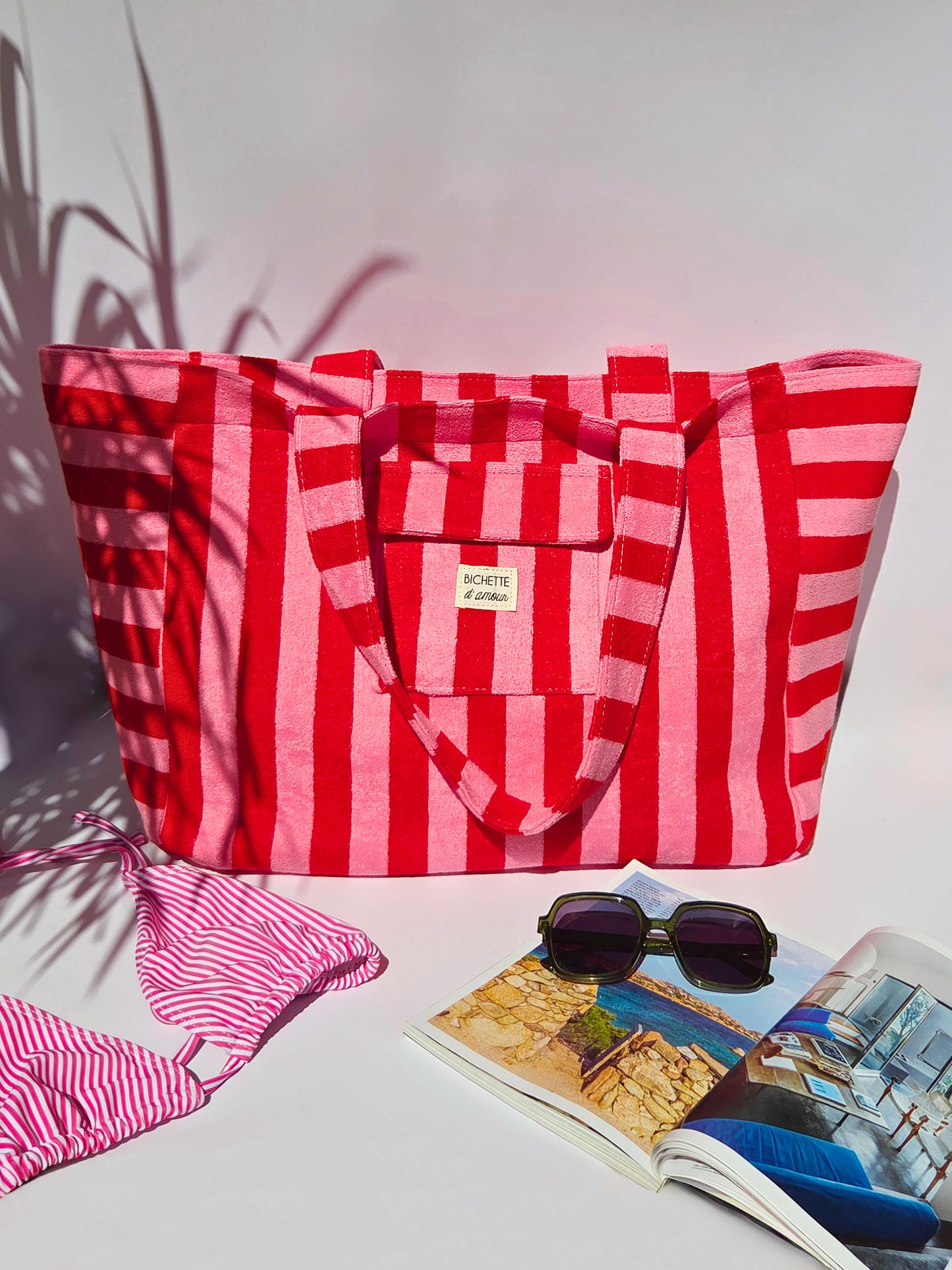 Sac de plage rose & rouge