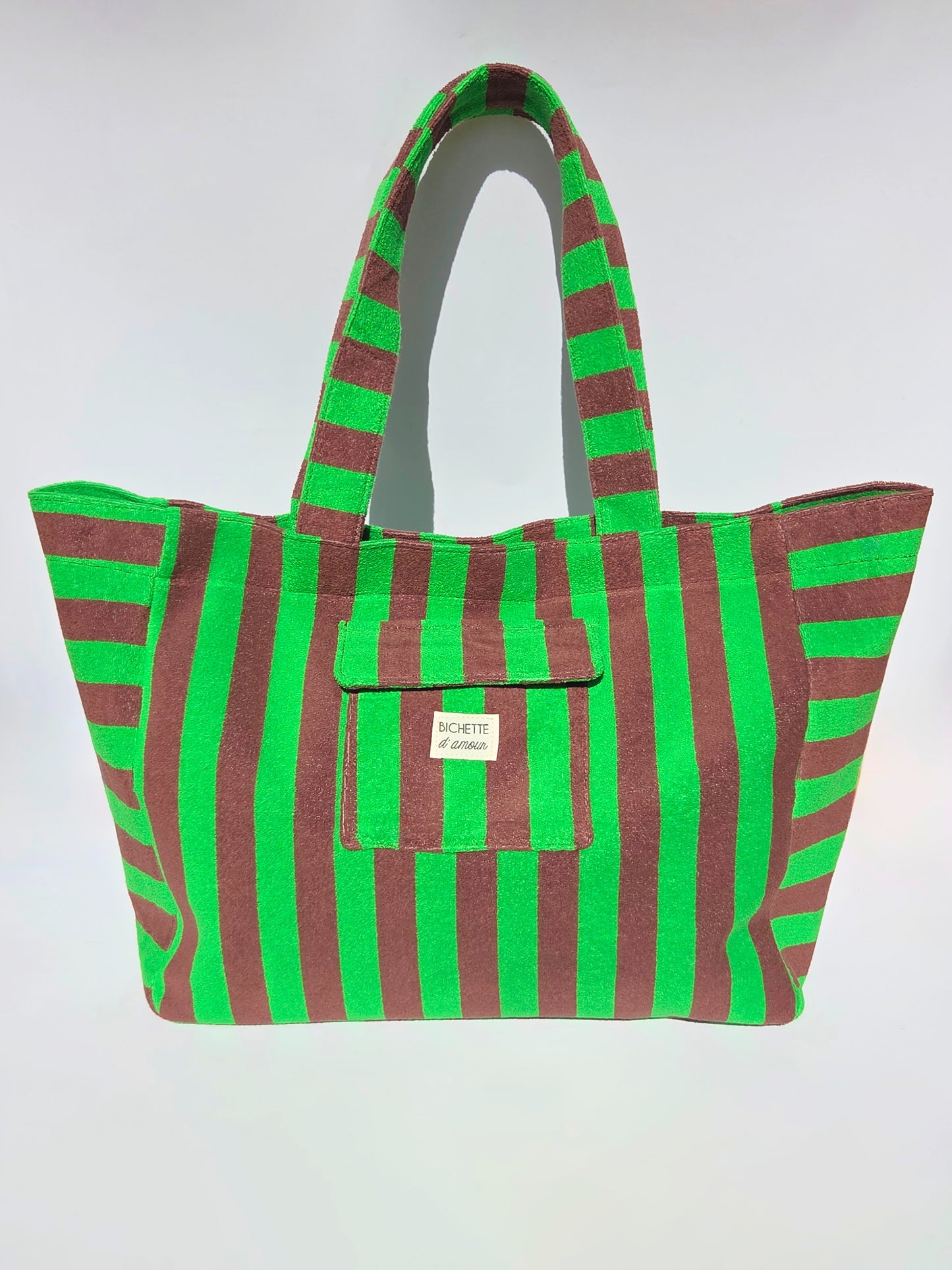 Sac de plage vert & marron
