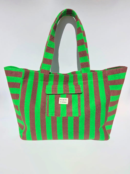 Sac de plage vert & marron