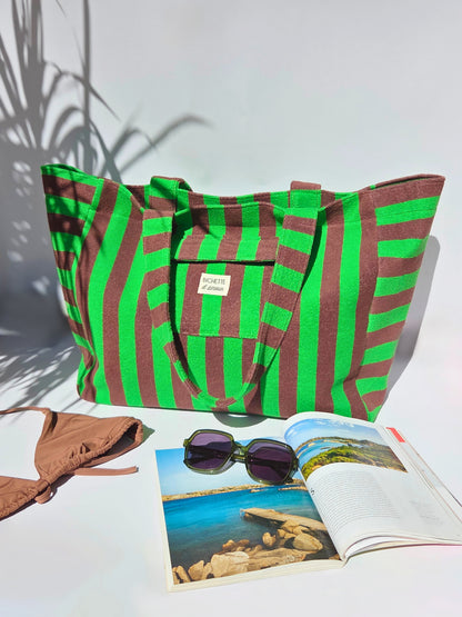 Sac de plage vert & marron