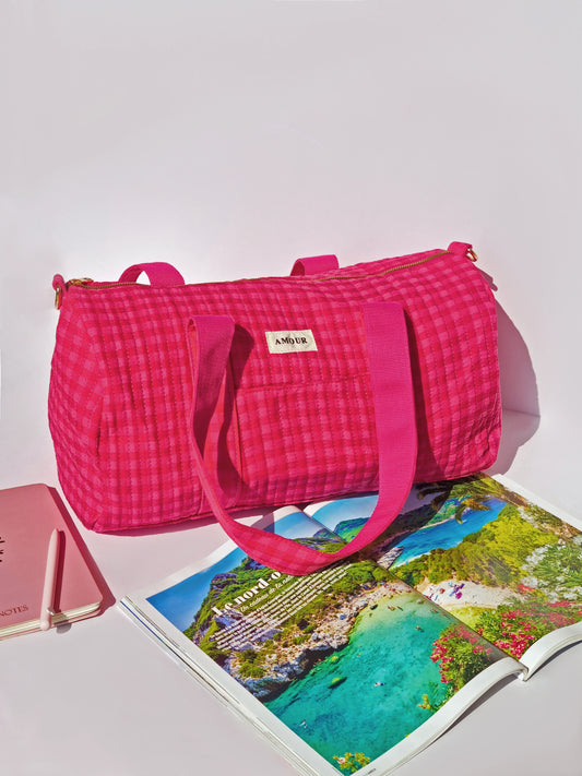 Sac de sport matelassé L’AMOUR – Rose & Rouge