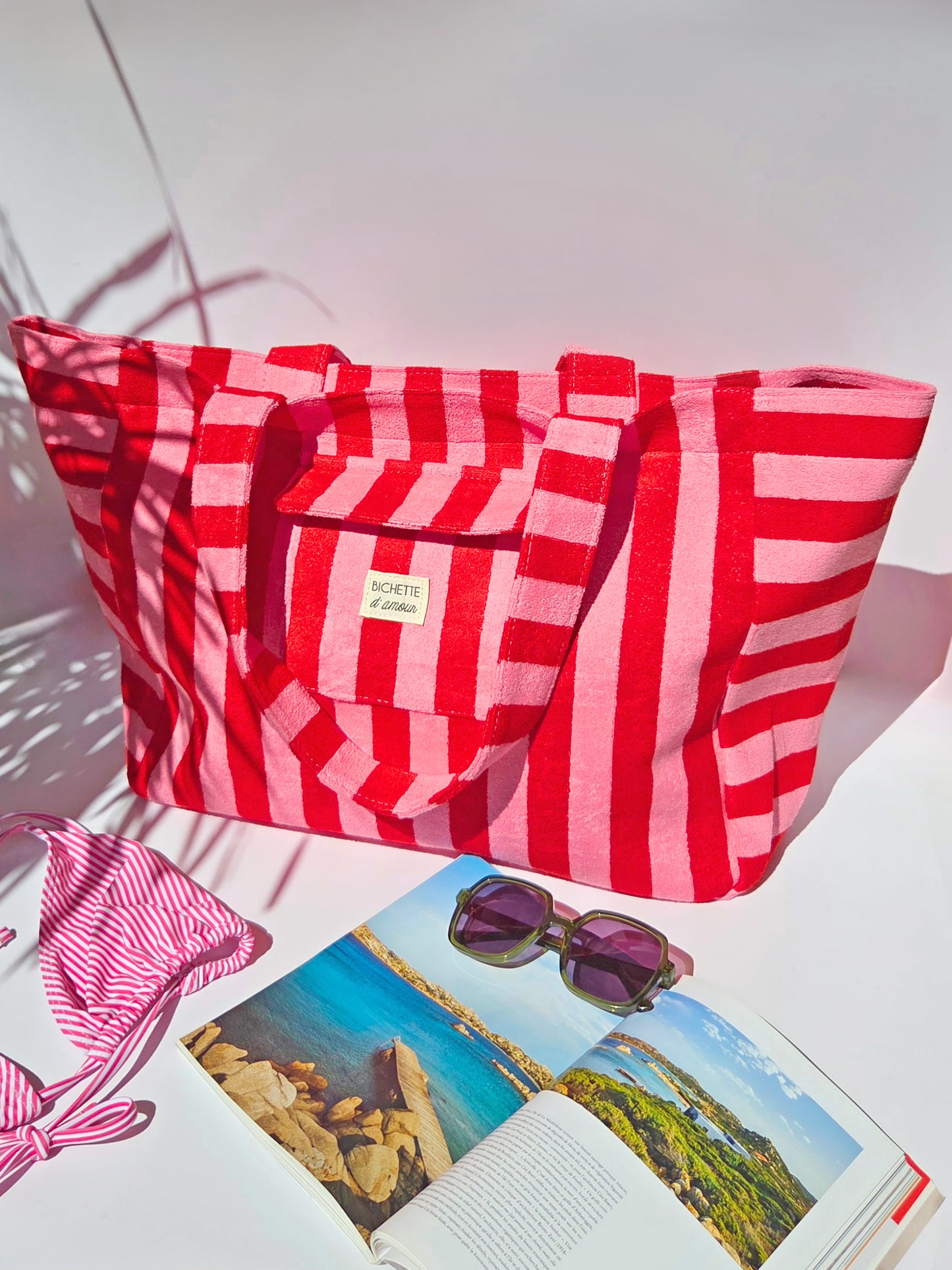 Sac de plage rose & rouge