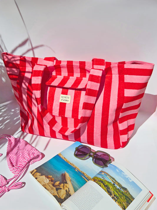 Sac de plage rose & rouge